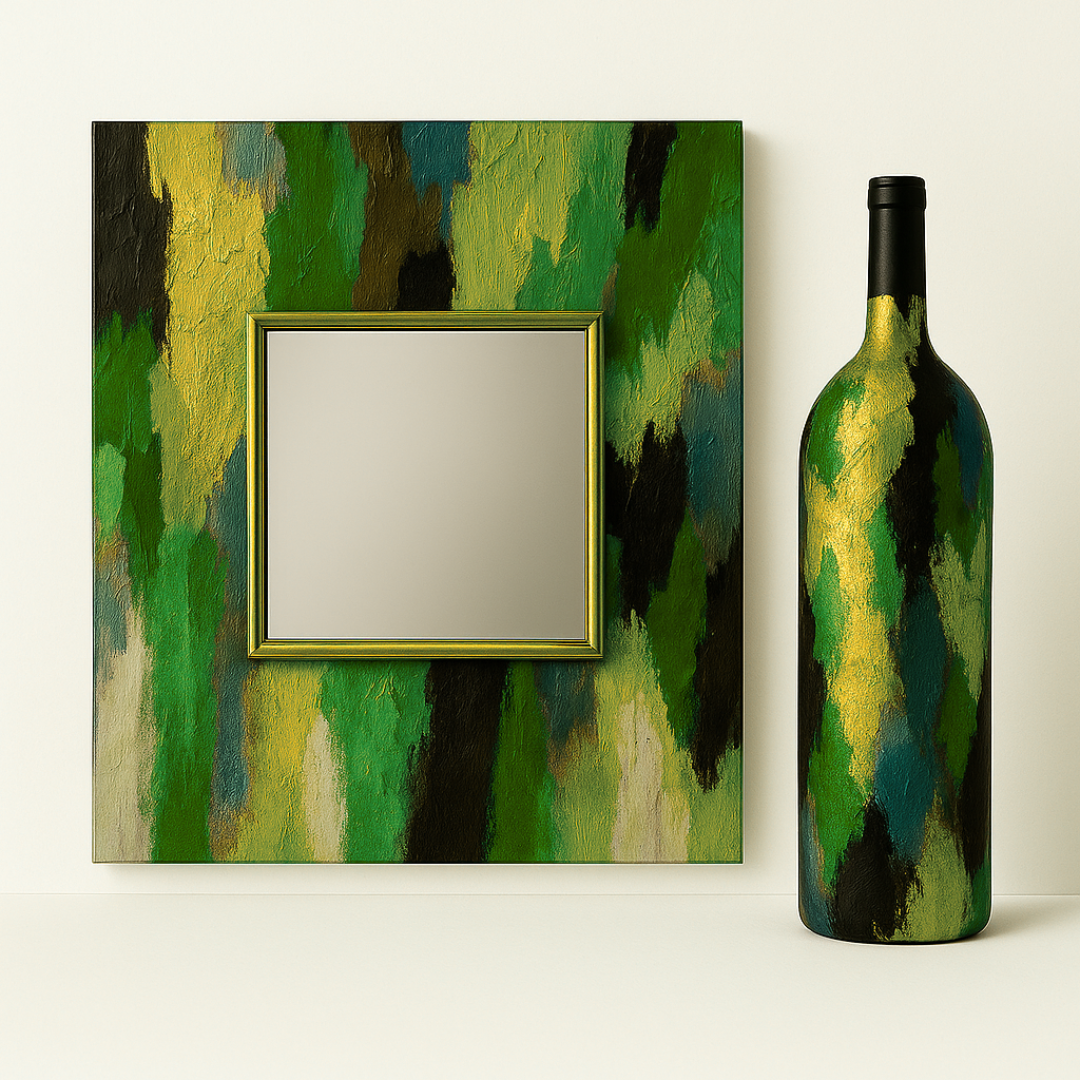 Green Acrylic Paint Set – Mirror Canvas Board | New DIY Sip and Paint Kit Experience