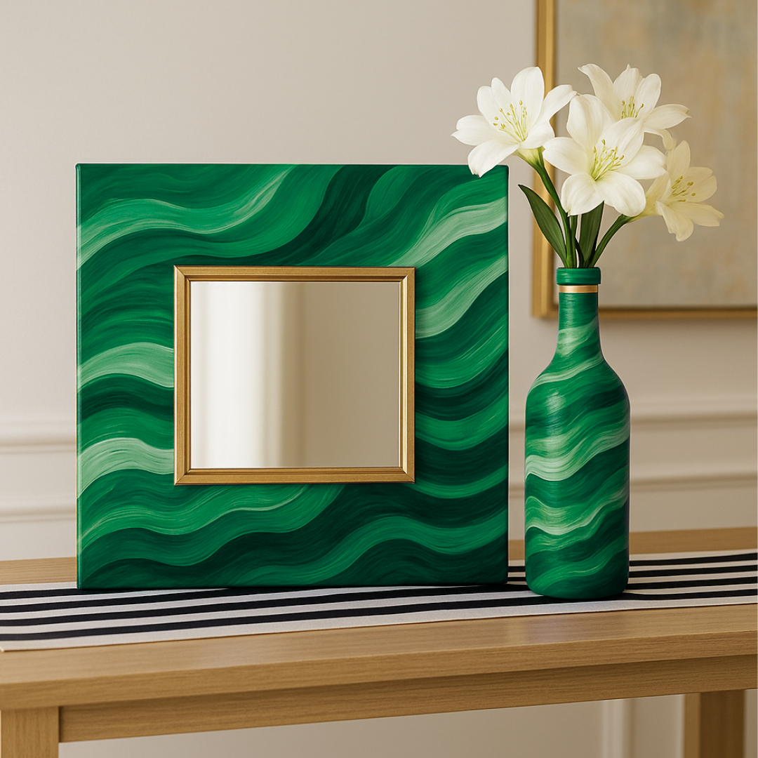 Green Acrylic Paint Set – Mirror Canvas Board | New DIY Sip and Paint Kit Experience