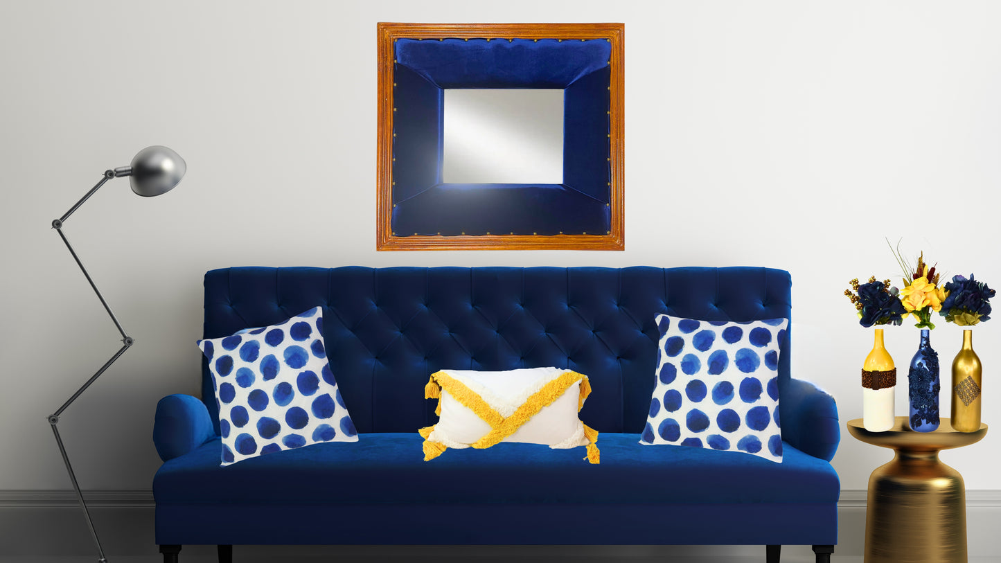 HANDMADE NAVY BLUE VELVET ACCENT MIRROR HOME DECOR 'BUNDLE