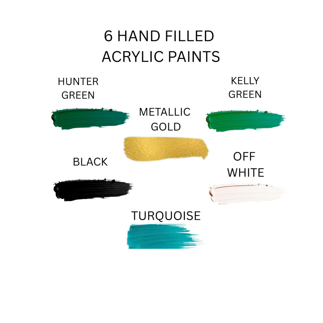 Green Acrylic Paint Set – Mirror Canvas Board | New DIY Sip and Paint Kit Experience