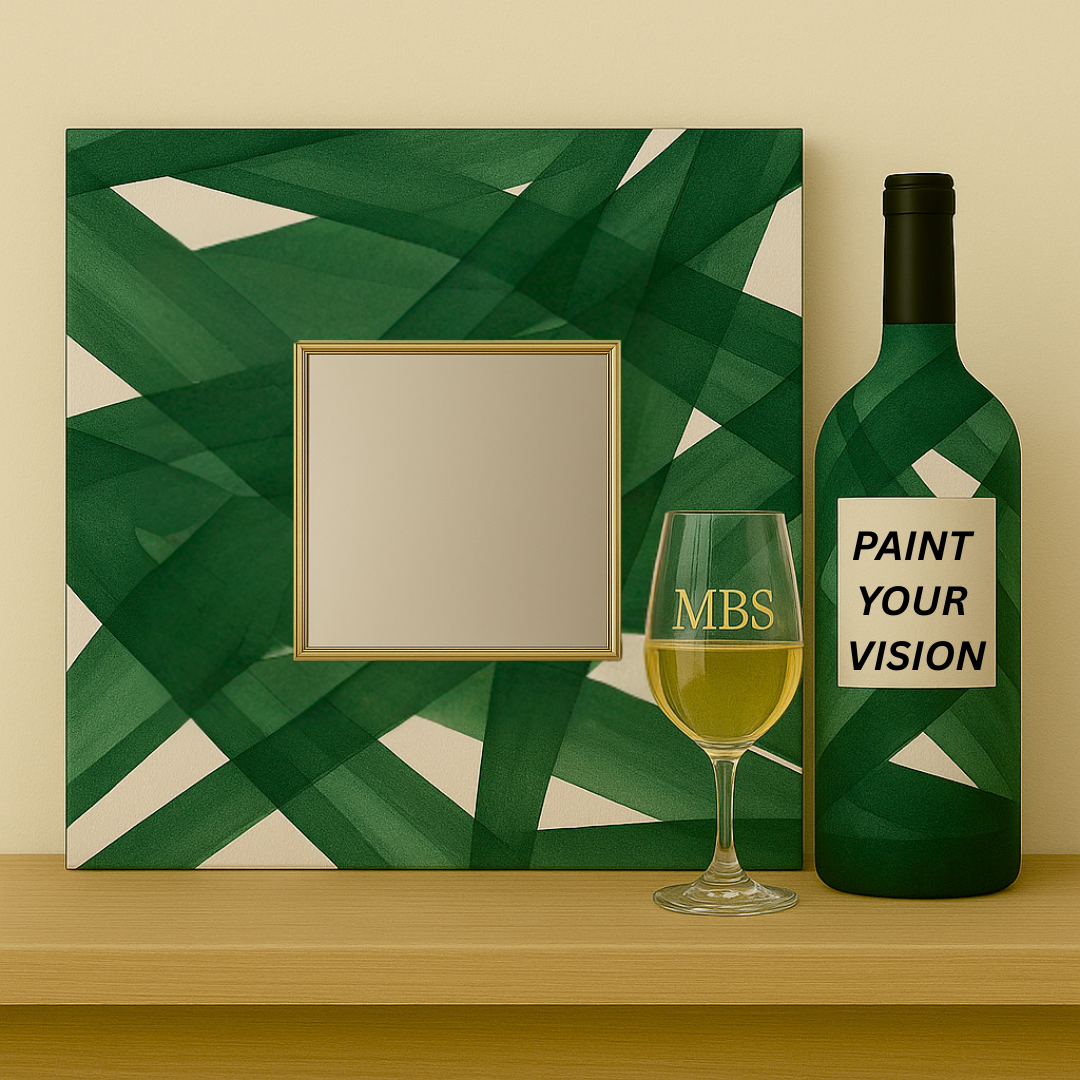 Green Acrylic Paint Set – Mirror Canvas Board | New DIY Sip and Paint Kit Experience
