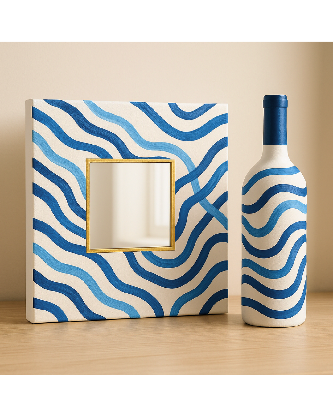 Blue Acrylic Paint Set – Mirror Canvas Board | New DIY Sip and Paint Kit Experience