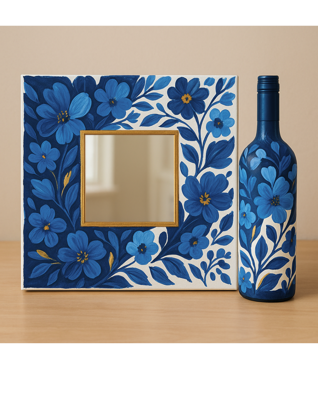 Blue Acrylic Paint Set – Mirror Canvas Board | New DIY Sip and Paint Kit Experience