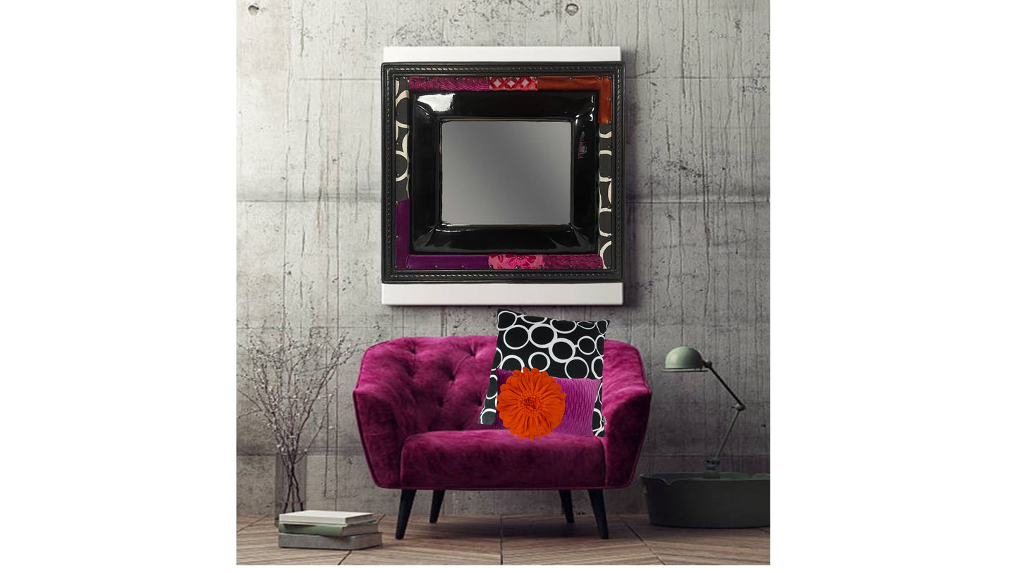 BLACK PATCHWORK UNIQUE HANDMADE ACCENT MIRROR 'BUNDLE'