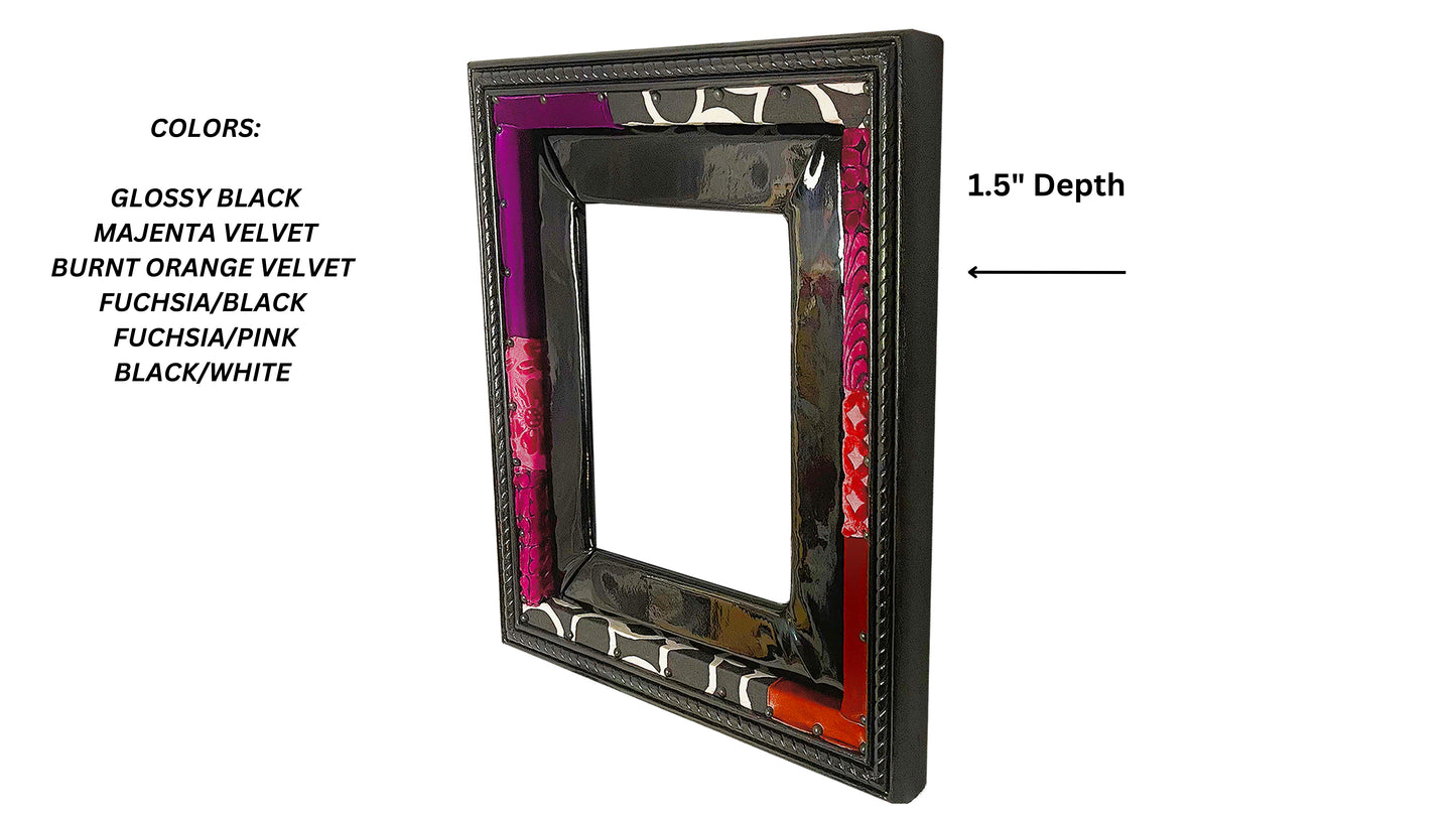 BLACK PATCHWORK UNIQUE HANDMADE ACCENT MIRROR 'BUNDLE'