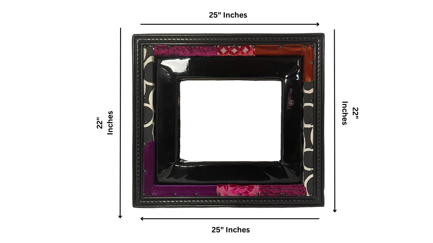 BLACK PATCHWORK UNIQUE HANDMADE ACCENT MIRROR 'BUNDLE'