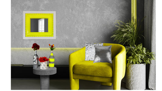 HANDMADE NEON YELLOW ACCENT MIRROR HOME DECOR "BUNDLE"
